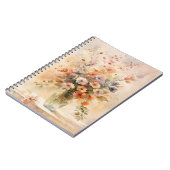 ヴィンテージはガラスの花瓶の水色の花を見る ノートブック (左側)