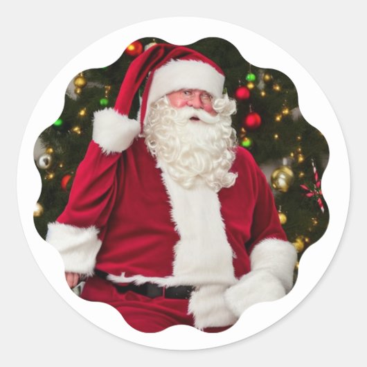 ヴィンテージはクリスマスのためにサンタを栄光の中で探している ラウンドシール (正面)