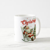ヴィンテージはクリスマスのサンタクロースを待っている コーヒーマグカップ (正面右)