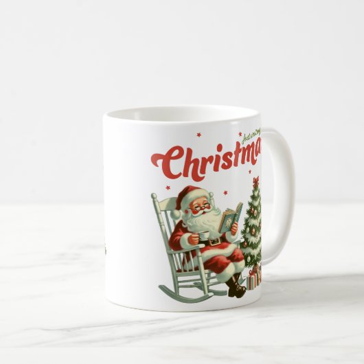 ヴィンテージはクリスマスのサンタクロースを待っている コーヒーマグカップ (正面右)