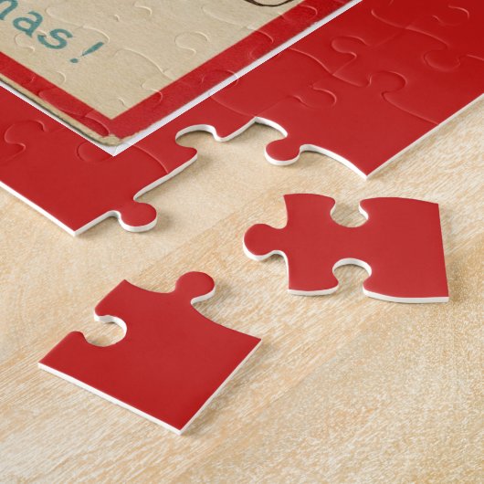 ヴィンテージはクリスマスツリーの赤を飾りました ジグソーパズル (側面)