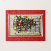 ヴィンテージはクリスマスツリーの赤を飾りました ジグソーパズル (横)