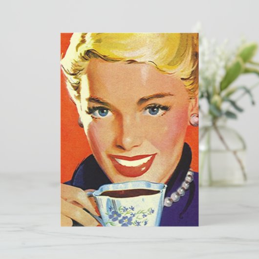 ヴィンテージはコーヒーのお茶会レトロGalの招待状を消します 招待状 (スタンド正面)