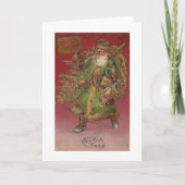 ヴィンテージはサンタのクリスマスの挨拶状を磨きます シーズンカード (正面)