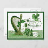 ヴィンテージはシャムロックのハープのセントパトリックの日を歓迎します ポストカード (正面/裏面)