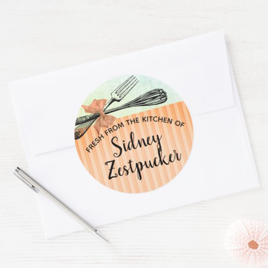 ヴィンテージはシールのキッチンから弓を引く ラウンドシール (封筒)