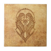 ヴィンテージはジェミニ(占星術の)十二宮図を老化させました タイル (正面)