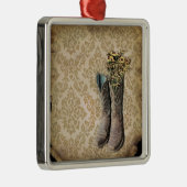 ヴィンテージはダマスク織の西欧諸国のカウボーイを日焼けさせます メタルオーナメント (右)