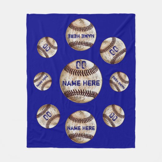 ヴィンテージはテキストで野球ブランケットに見える フリースブランケット (正面)