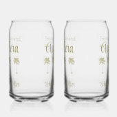 ヴィンテージはパーム結婚の木々を楽しそうに見る ガラス缶 (左)