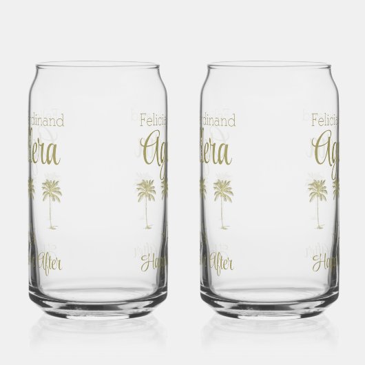 ヴィンテージはパーム結婚の木々を楽しそうに見る ガラス缶 (右)