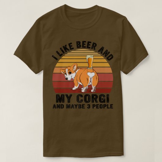 ヴィンテージはビールと私のコーギが好き&多分3人のDr. Tシャツ (デザイン正面)