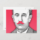 ヴィンテージはピンクおもしろいの口ひげ ポストカード (正面/裏面)