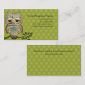 ヴィンテージはフクロウの名刺を壁紙を張ります 名刺 (正面/裏面)