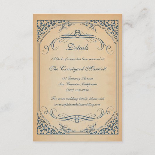 ヴィンテージはフレーム結婚の詳細 エンクロージャーカード (正面)