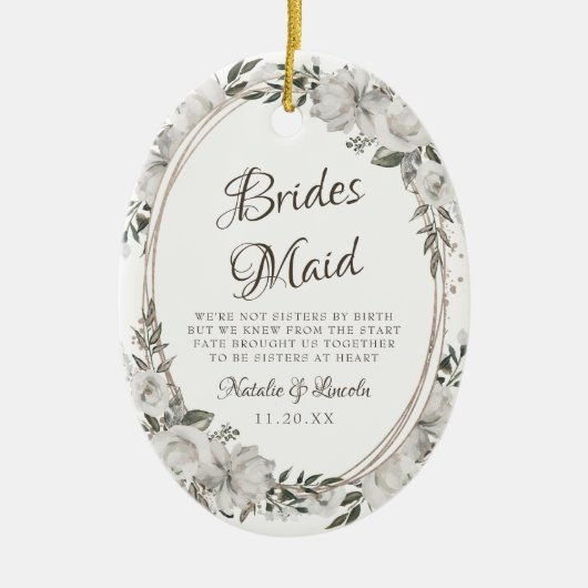 ヴィンテージはフローラを愛するbridesmaid引用文 セラミックオーナメント (正面)