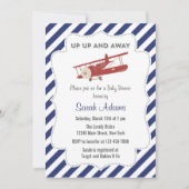 ヴィンテージはベビーシャワーの招待状の赤および青を平にします 招待状 (正面)