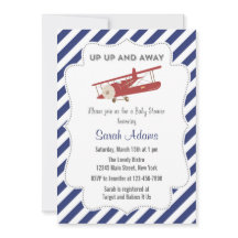 ヴィンテージはベビーシャワーの招待状の赤および青を平にします