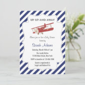 ヴィンテージはベビーシャワーの招待状の赤および青を平にします 招待状 (スタンド正面)