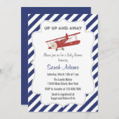 ヴィンテージはベビーシャワーの招待状の赤および青を平にします 招待状 (正面/裏面)