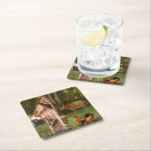 ヴィンテージはミルクメイドを泡立てる スクエアペーパーコースター (インサイチュ)