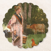 ヴィンテージはミルクメイドを泡立てる ペーパーコースター (正面)