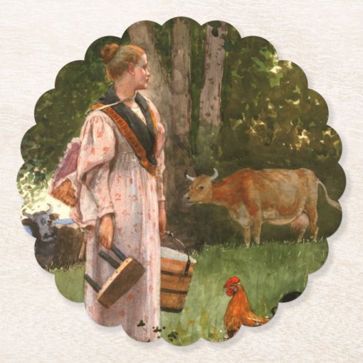 ヴィンテージはミルクメイドを泡立てる ペーパーコースター (正面)