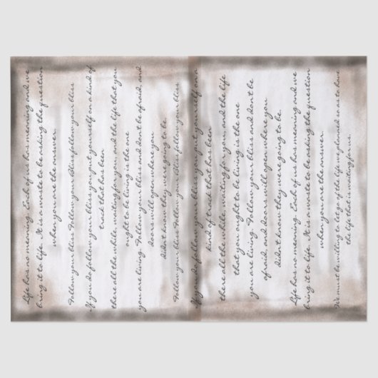 ヴィンテージはヨセフキャンベルの活気づけるな文字の原稿を老化させました 薄葉紙 (正面)