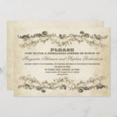 ヴィンテージはリハーサルの夕食の招待状を老化させました 招待状 (正面/裏面)