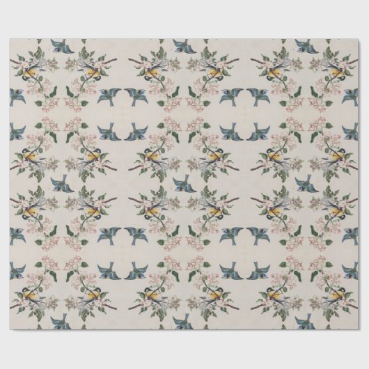 ヴィンテージはリンゴの木の芸術の上に小鳥 ラッピングペーパー (フラット)