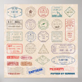 ヴィンテージはヴィンテージ切手を国に設定する ポスター (正面)