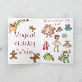 ヴィンテージは人形のメリークリスマスカードを壁紙を張ります シーズンカード (内部)