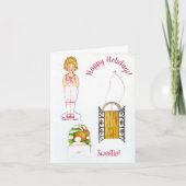 ヴィンテージは人形の冬休みカードカスタムを壁紙を張ります シーズンカード (正面)