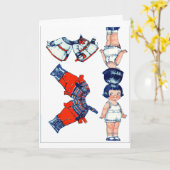 ヴィンテージは人形の挨拶状を壁紙を張ります カード (黄色い花)