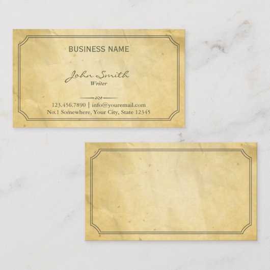 ヴィンテージは古いペーパー作家を組み立てました 名刺 (正面/裏面)