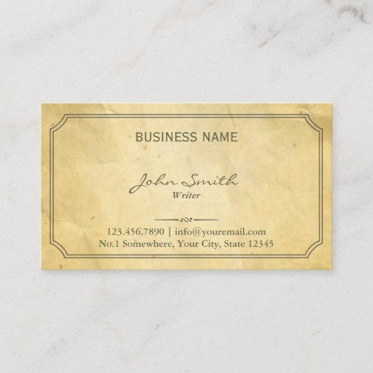 ヴィンテージは古いペーパー作家を組み立てました 名刺 (正面)