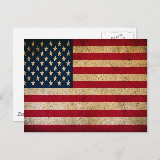 ヴィンテージは古い米国の米国旗のアンティークグランジな衰退しました ポストカード (正面/裏面)