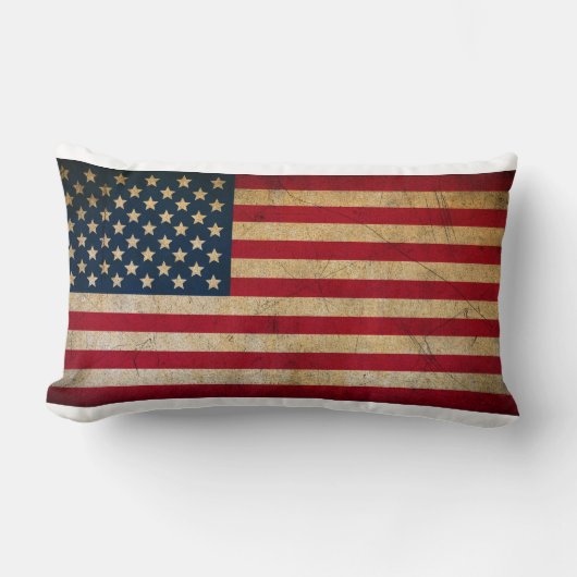 ヴィンテージは古い米国の米国旗のアンティークグランジな衰退しました ランバークッション (正面)