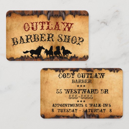 ヴィンテージは古い西の一見を老化させました 名刺 (正面/裏面)