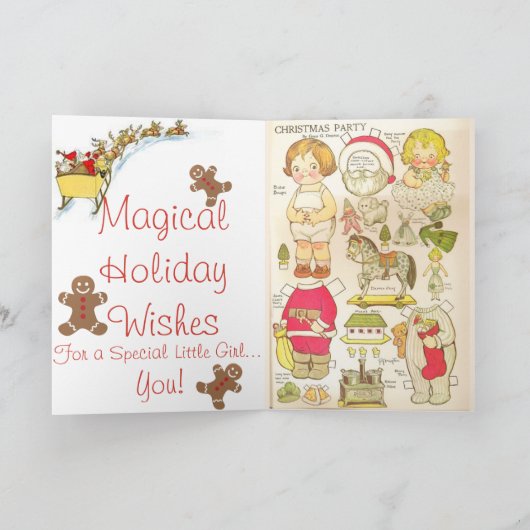 ヴィンテージは壁紙を張ります人形を"持っています非常にメリークリスマス"を シーズンカード (内部)