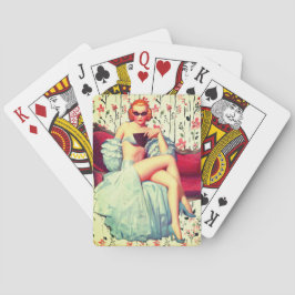 ヴィンテージは女の子サザンベルレッドヘッドをピン留めする トランプ