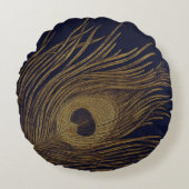 ヴィンテージは孔雀の羽のクッションを金めっきしました ラウンドクッション (正面)