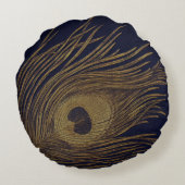 ヴィンテージは孔雀の羽のクッションを金めっきしました ラウンドクッション (裏面)