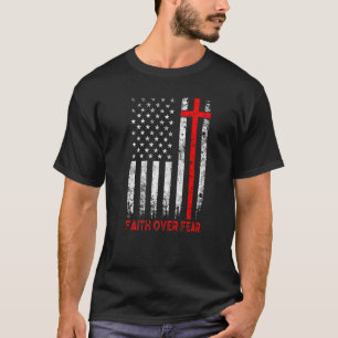 ヴィンテージは恐怖に対する信仰クリスチャン・クロスアメリ Tシャツ