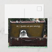 ヴィンテージは悲しそうな表情でスーツケースを動かしている 案内ポストカード (正面/裏面)