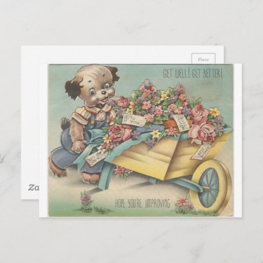ヴィンテージは手押し車で良い犬を得る ポストカード (正面/裏面)