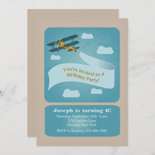 ヴィンテージは招待状を平にします 招待状 (正面/裏面)