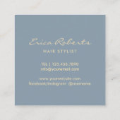 ヴィンテージは挨りだらけの青いダマスク織の美容院を切ります スクエア名刺 (裏面)