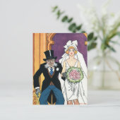 ヴィンテージは日付を保存し、新郎新婦 ポストカード (スタンド正面)