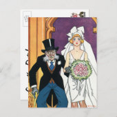 ヴィンテージは日付を保存し、新郎新婦 ポストカード (正面/裏面)